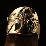 Excellent crafted shiny Men's Birth of Death Skeleton Pinky Ring - solid Brass - BikeRing4u