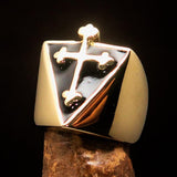 Excellent crafted Men's black Coptic Rose Cross Ring - Solid Brass - BikeRing4u
