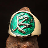 Perfectly crafted Men's green Muhammad Muslim Pinky Ring - solid Brass - BikeRing4u