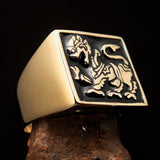 Perfectly crafted Men's black Sinhalese Lion Pinky Ring - Solid Brass - BikeRing4u