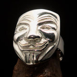 Perfectly crafted Men's Harlequin Ring Venice Carnival Mask - shiny Sterling Silver - BikeRing4u