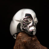 Excellent crafted Men's Alien Visitor Ring Extra Terrestrial Face - Sterling Silver - BikeRing4u