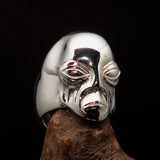 Excellent crafted Men's Alien Visitor Ring Extra Terrestrial Face - Sterling Silver - BikeRing4u