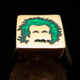 Excellent crafted Men's green Man with Beard Pinky Ring - solid Brass - BikeRing4u