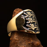 Excellent crafted Men's black 3 Lions Coat of Arms Pinky Ring - solid Brass - BikeRing4u