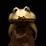 Perfectly crafted Men's grinning Frog Pinky Ring - solid Brass - BikeRing4u
