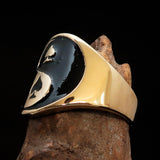 Excellent crafted Men's black Spades Yin Yang Poker Ring - solid Brass - BikeRing4u