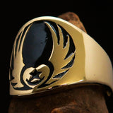 Nicely crafted Men's Claddagh Pinky Ring black winged heart Star Moon - solid Brass - BikeRing4u