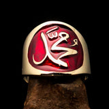 Perfectly crafted Men's red Muhammad Muslim Pinky Ring - solid Brass - BikeRing4u