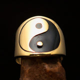 Excellent crafted Men's black Yin Yang Pinky Ring - Solid Brass - BikeRing4u