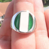 Nigerian Flag Ring, Perfectly crafted Men's National Flag Ring Nigeria - Sterling Silver - BikeRing4u