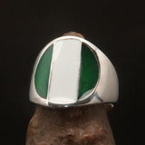 Nigerian Flag Ring, Perfectly crafted Men's National Flag Ring Nigeria - Sterling Silver - BikeRing4u