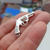 Revolver Silver Pendant, Sterling Silver Gun Pendant Excellent Details hallmarked 925