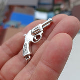 Revolver Silver Pendant, Sterling Silver Gun Pendant Excellent Details hallmarked 925