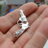 Revolver Silver Pendant, Sterling Silver Gun Pendant Excellent Details hallmarked 925