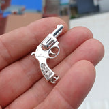 Revolver Silver Pendant, Sterling Silver Gun Pendant Excellent Details hallmarked 925