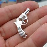 Revolver Silver Pendant, Sterling Silver Gun Pendant Excellent Details hallmarked 925