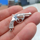 Revolver Silver Pendant, Sterling Silver Gun Pendant Excellent Details hallmarked 925