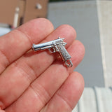 Hand Gun Silver Pendant, Sterling Silver Automatic Gun Pendant, Excellent Details hallmarked 925