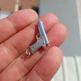 Hand Gun Silver Pendant, Sterling Silver Automatic Gun Pendant, Excellent Details hallmarked 925