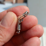 Hand Gun Silver Pendant, Sterling Silver Automatic Gun Pendant, Excellent Details hallmarked 925