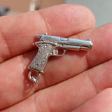 Hand Gun Silver Pendant, Sterling Silver Automatic Gun Pendant, Excellent Details hallmarked 925