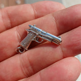 Hand Gun Silver Pendant, Sterling Silver Automatic Gun Pendant, Excellent Details hallmarked 925