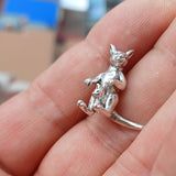 Kangaroo Silver Pendant, Sterling Silver Kangaroo Pendant, Kangaroo with Joey, Excellent Details - hallmarked 925