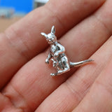 Kangaroo Silver Pendant, Sterling Silver Kangaroo Pendant, Kangaroo with Joey, Excellent Details - hallmarked 925