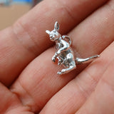 Kangaroo Silver Pendant, Sterling Silver Kangaroo Pendant, Kangaroo with Joey, Excellent Details - hallmarked 925