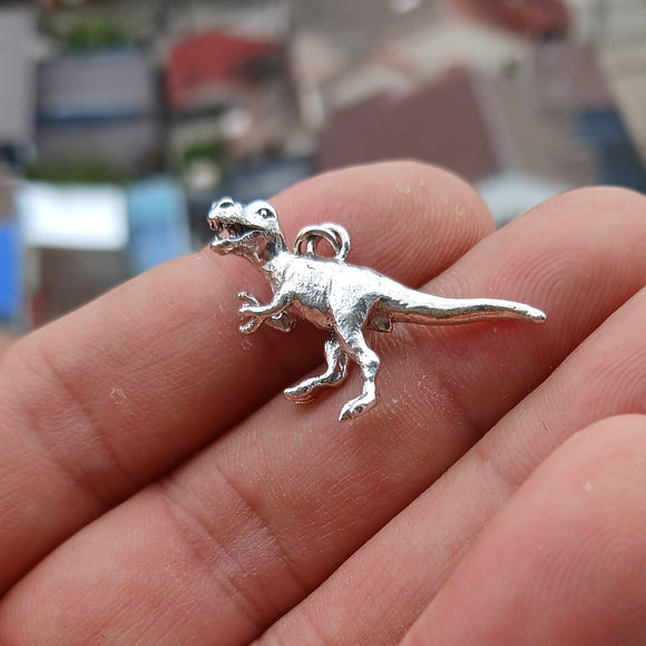 T-Rex Silver Pendant, Sterling Silver T-Rex Pendant, T-Rex Charm, Excellent Details - hallmarked 925