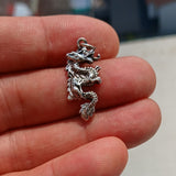 Dragon Silver Pendant, Sterling Silver Dragon Pendant, Dragon Charm, Excellent Details - hallmarked 925