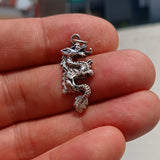 Dragon Silver Pendant, Sterling Silver Dragon Pendant, Dragon Charm, Excellent Details - hallmarked 925