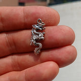 Dragon Silver Pendant, Sterling Silver Dragon Pendant, Dragon Charm, Excellent Details - hallmarked 925