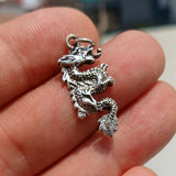 Dragon Silver Pendant, Sterling Silver Dragon Pendant, Dragon Charm, Excellent Details - hallmarked 925