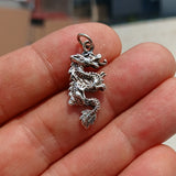 Dragon Silver Pendant, Sterling Silver Dragon Pendant, Dragon Charm, Excellent Details - hallmarked 925