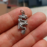 Dragon Silver Pendant, Sterling Silver Dragon Pendant, Dragon Charm, Excellent Details - hallmarked 925