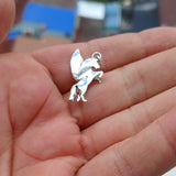 Pegasus Silver Pendant, Sterling Silver Pegasus Pendant, winged Horse Charm, Excellent Details - hallmarked 925