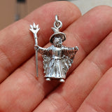 Wizard Silver Pendant, Sterling Silver Wizard Pendant, Magic Silver Charm, Excellent Details - hallmarked 925