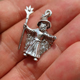 Wizard Silver Pendant, Sterling Silver Wizard Pendant, Magic Silver Charm, Excellent Details - hallmarked 925