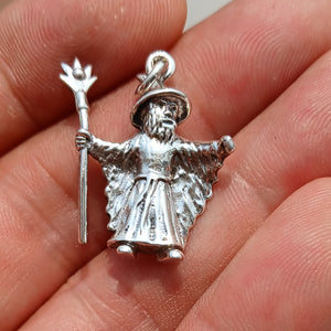 Wizard Silver Pendant, Sterling Silver Wizard Pendant, Magic Silver Charm, Excellent Details - hallmarked 925