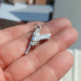 Hand Gun Silver Pendant, Sterling Silver Gun Pendant, Excellent Details hallmarked 925