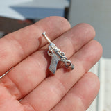 Hand Gun Silver Pendant, Sterling Silver Gun Pendant, Excellent Details hallmarked 925