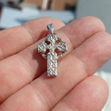 Celtic Runes Cross Silver Pendant, shiny Sterling Silver Pendant, Celtic Cross amulet