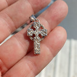 Celtic Runes Cross Silver Pendant, shiny Sterling Silver Pendant, Celtic Cross amulet