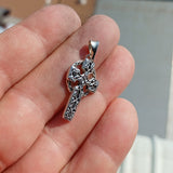 Celtic Cross Silver Pendant, antiqued Sterling Silver Pendant, Celtic Cross amulet