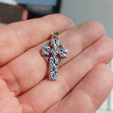 Celtic Cross Silver Pendant, antiqued Sterling Silver Pendant, Celtic Cross amulet