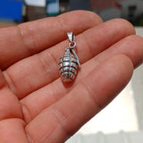 Grenade Silver Pendant, Sterling Silver Grenade Pendant, Grenade Silver Charm, Excellent Details - hallmarked 925