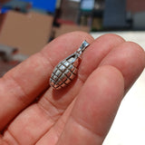 Grenade Silver Pendant, Sterling Silver Grenade Pendant, Grenade Silver Charm, Excellent Details - hallmarked 925