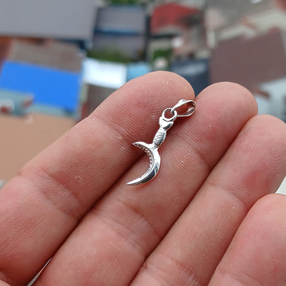 Sickle Silver Pendant, Sterling Silver Druid Sickle Pendant, Sickle Silver Charm, Excellent Details - hallmarked 925